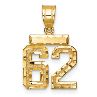 14k Yellow Gold Small Diamond-Cut Number 62 Charm