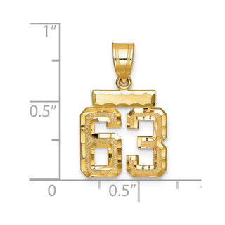 14k Yellow Gold Small Diamond-Cut Number 63 Charm