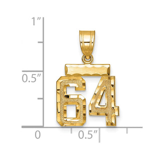 14k Yellow Gold Small Diamond-Cut Number 64 Charm