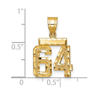14k Yellow Gold Small Diamond-Cut Number 64 Charm