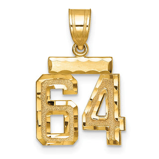 14k Yellow Gold Small Diamond-Cut Number 64 Charm