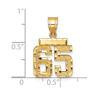 14k Yellow Gold Small Diamond-Cut Number 65 Charm