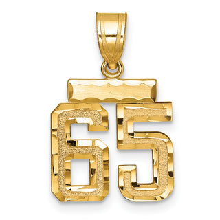 14k Yellow Gold Small Diamond-Cut Number 65 Charm