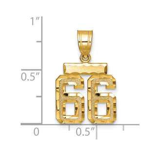 14k Yellow Gold Small Diamond-Cut Number 66 Charm