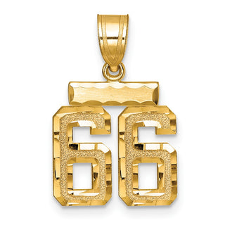 14k Yellow Gold Small Diamond-Cut Number 66 Charm