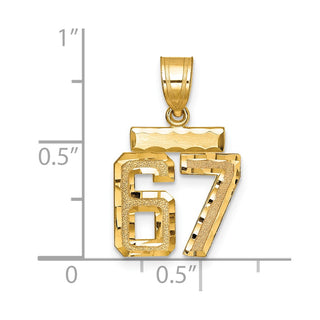 14k Yellow Gold Small Diamond-Cut Number 67 Charm