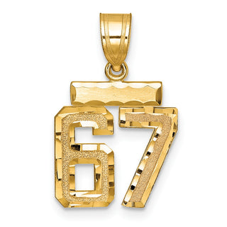 14k Yellow Gold Small Diamond-Cut Number 67 Charm