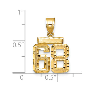 14k Yellow Gold Small Diamond-Cut Number 68 Charm