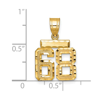 14k Yellow Gold Small Diamond-Cut Number 68 Charm