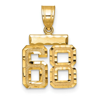 14k Yellow Gold Small Diamond-Cut Number 68 Charm