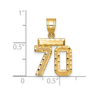 14k Yellow Gold Small Diamond-Cut Number 70 Charm