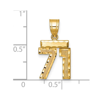 14k Yellow Gold Small Diamond-Cut Number 71 Charm