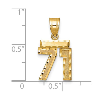 14k Yellow Gold Small Diamond-Cut Number 71 Charm