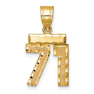 14k Yellow Gold Small Diamond-Cut Number 71 Charm