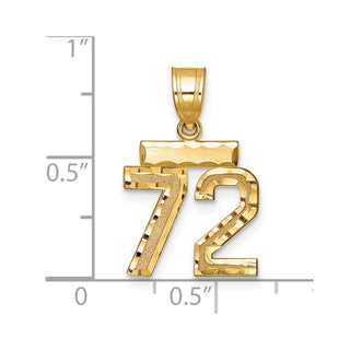 14k Yellow Gold Small Diamond-Cut Number 72 Charm