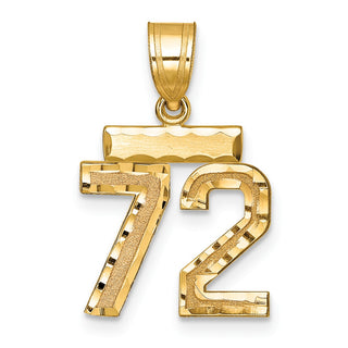 14k Yellow Gold Small Diamond-Cut Number 72 Charm