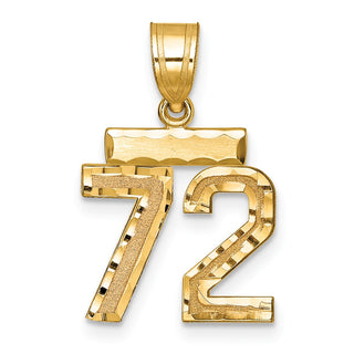 14k Yellow Gold Small Diamond-Cut Number 72 Charm