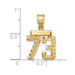 14k Yellow Gold Small Diamond-Cut Number 73 Charm