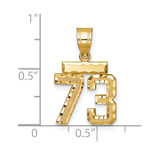14k Yellow Gold Small Diamond-Cut Number 73 Charm
