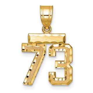 14k Yellow Gold Small Diamond-Cut Number 73 Charm