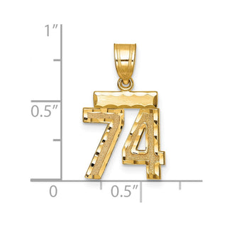 14k Yellow Gold Small Diamond-Cut Number 74 Charm