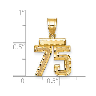 14k Yellow Gold Small Diamond-Cut Number 75 Charm