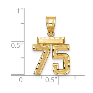 14k Yellow Gold Small Diamond-Cut Number 75 Charm