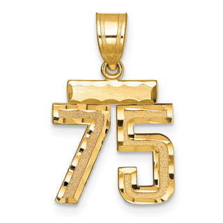 14k Yellow Gold Small Diamond-Cut Number 75 Charm