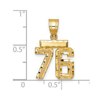 14k Yellow Gold Small Diamond-Cut Number 76 Charm