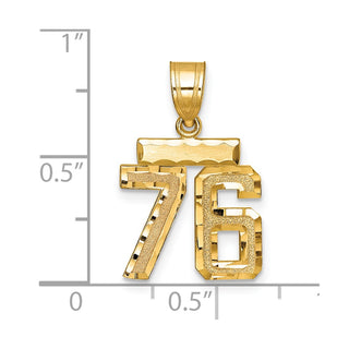 14k Yellow Gold Small Diamond-Cut Number 76 Charm