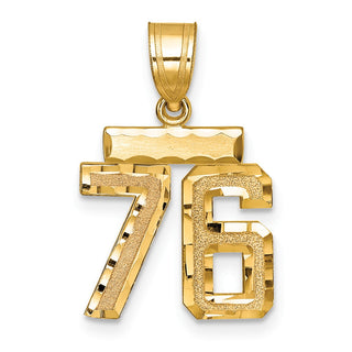 14k Yellow Gold Small Diamond-Cut Number 76 Charm