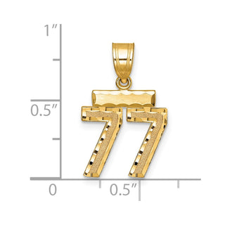 14k Yellow Gold Small Diamond-Cut Number 77 Charm