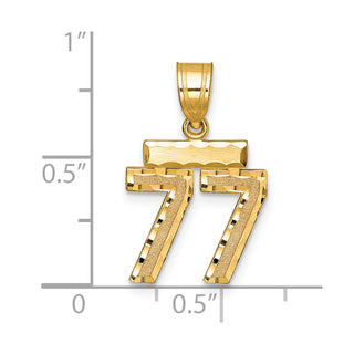14k Yellow Gold Small Diamond-Cut Number 77 Charm