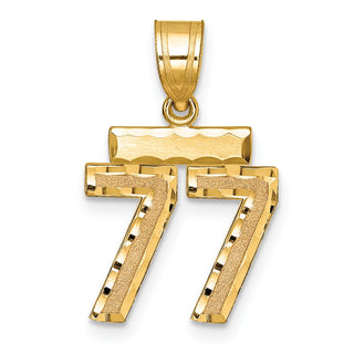 14k Yellow Gold Small Diamond-Cut Number 77 Charm