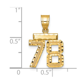 14k Yellow Gold Small Diamond-Cut Number 78 Charm