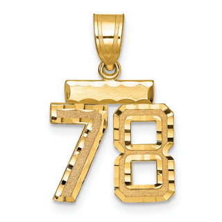 14k Yellow Gold Small Diamond-Cut Number 78 Charm