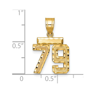 14k Yellow Gold Small Diamond-Cut Number 79 Charm