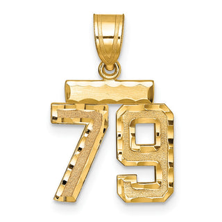 14k Yellow Gold Small Diamond-Cut Number 79 Charm