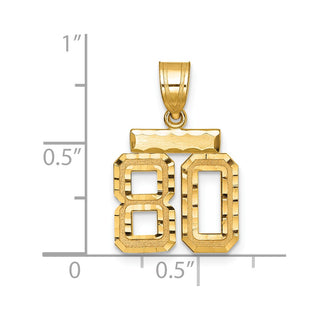 14k Yellow Gold Small Diamond-Cut Number 80 Charm