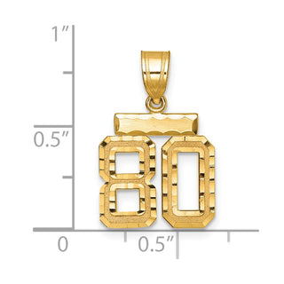14k Yellow Gold Small Diamond-Cut Number 80 Charm