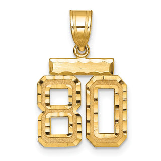 14k Yellow Gold Small Diamond-Cut Number 80 Charm