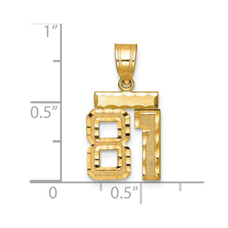 14k Yellow Gold Small Diamond-Cut Number 81 Charm
