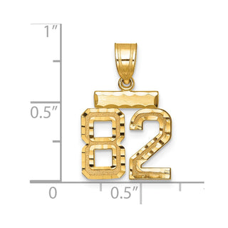 14k Yellow Gold Small Diamond-Cut Number 82 Charm