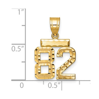 14k Yellow Gold Small Diamond-Cut Number 82 Charm