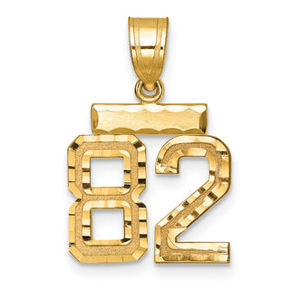 14k Yellow Gold Small Diamond-Cut Number 82 Charm