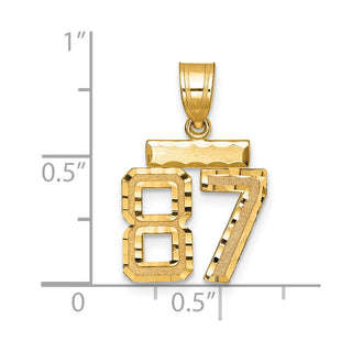 14k Yellow Gold Small Diamond-Cut Number 87 Charm