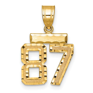 14k Yellow Gold Small Diamond-Cut Number 87 Charm