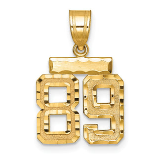 14k Yellow Gold Small Diamond-Cut Number 89 Charm