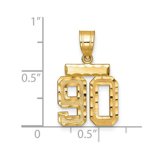 14k Yellow Gold Small Diamond-Cut Number 90 Charm
