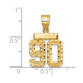 14k Yellow Gold Small Diamond-Cut Number 90 Charm